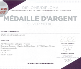 Concours International de Lyon 2022 - Médaille d'Argent