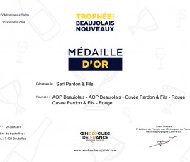 Récompenses au Trophée des Beaujolais Nouveau 2024