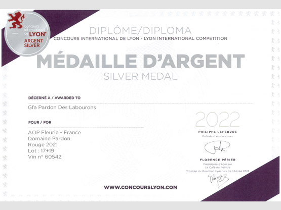 Concours International de Lyon 2022 - Médaille d'Argent