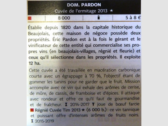 Le Domaine Pardon dans le GUIDE HACHETTE DES VINS 2015 !