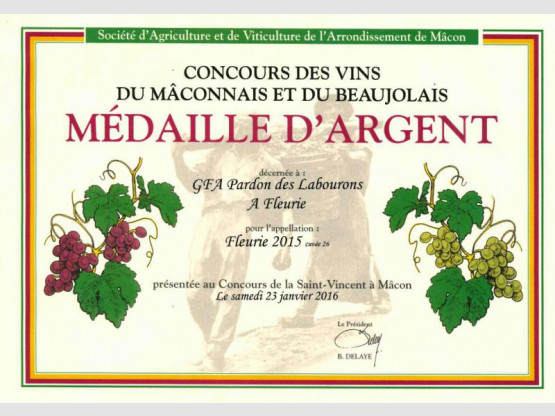 Une nouvelle médaille pour le Domaine Pardon !