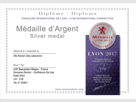 Médaille d'Argent au Concours de Lyon !