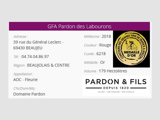 Médaille d'Or Fleurie 2018 !