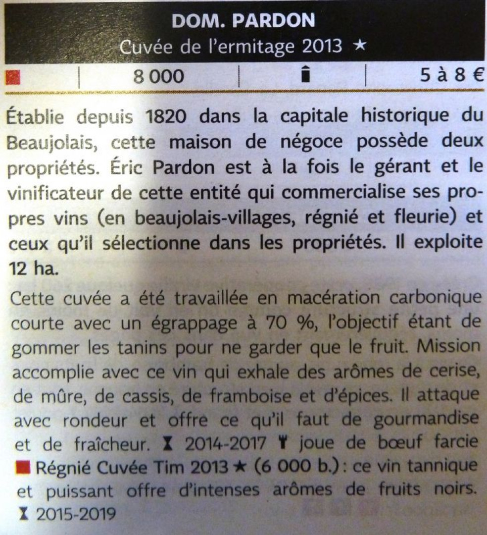 Le Domaine Pardon dans le GUIDE HACHETTE DES VINS 2015 !